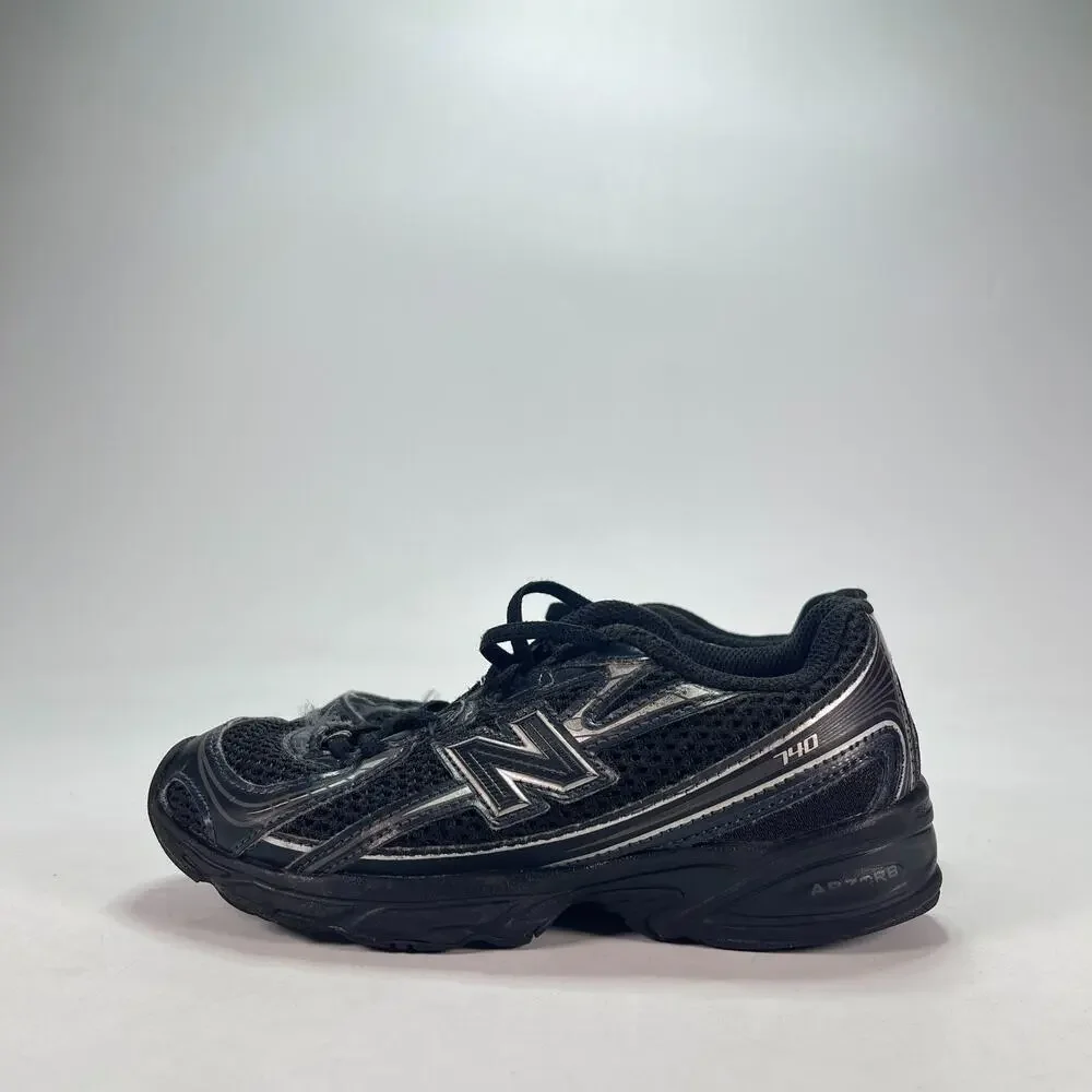 New Balance 740 Black Silver Metallic Lace Up Casual Lifestyle Shoes Youth Sz 1
